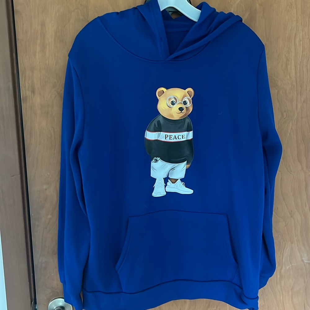 peace hoodie, blue, very comfy